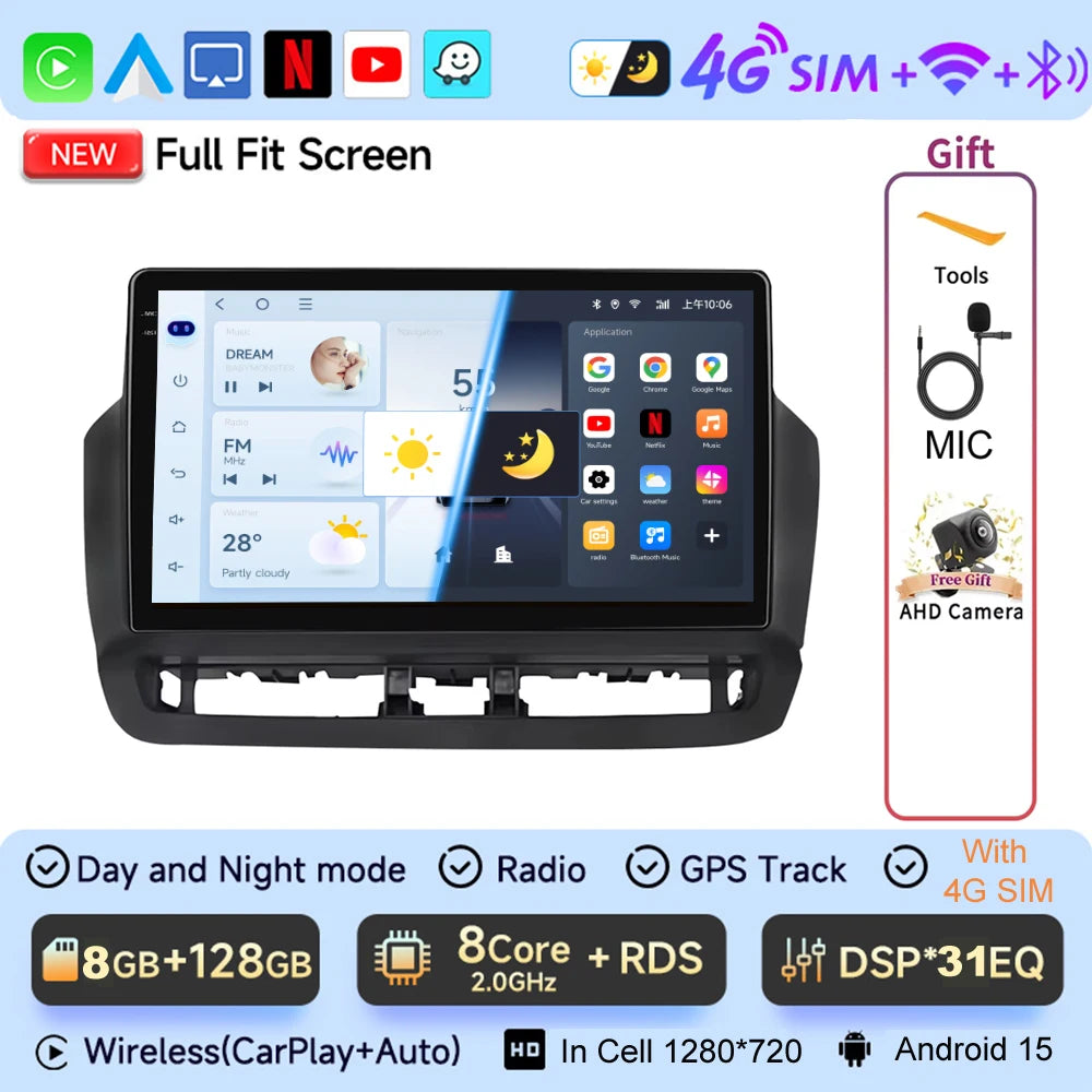 JIUYIN 9" Autoradio Android 15 für Seat Ibiza 2012-2015 Auto Multimedia Video Player WIFI BT GPS Navigation Audio Stereo Bildschirm