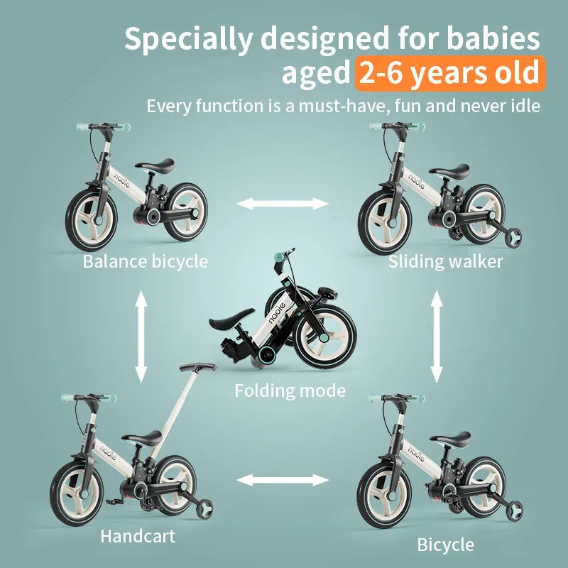 4-in-1 Balance Bike — Folding, Kids Pedal Bike