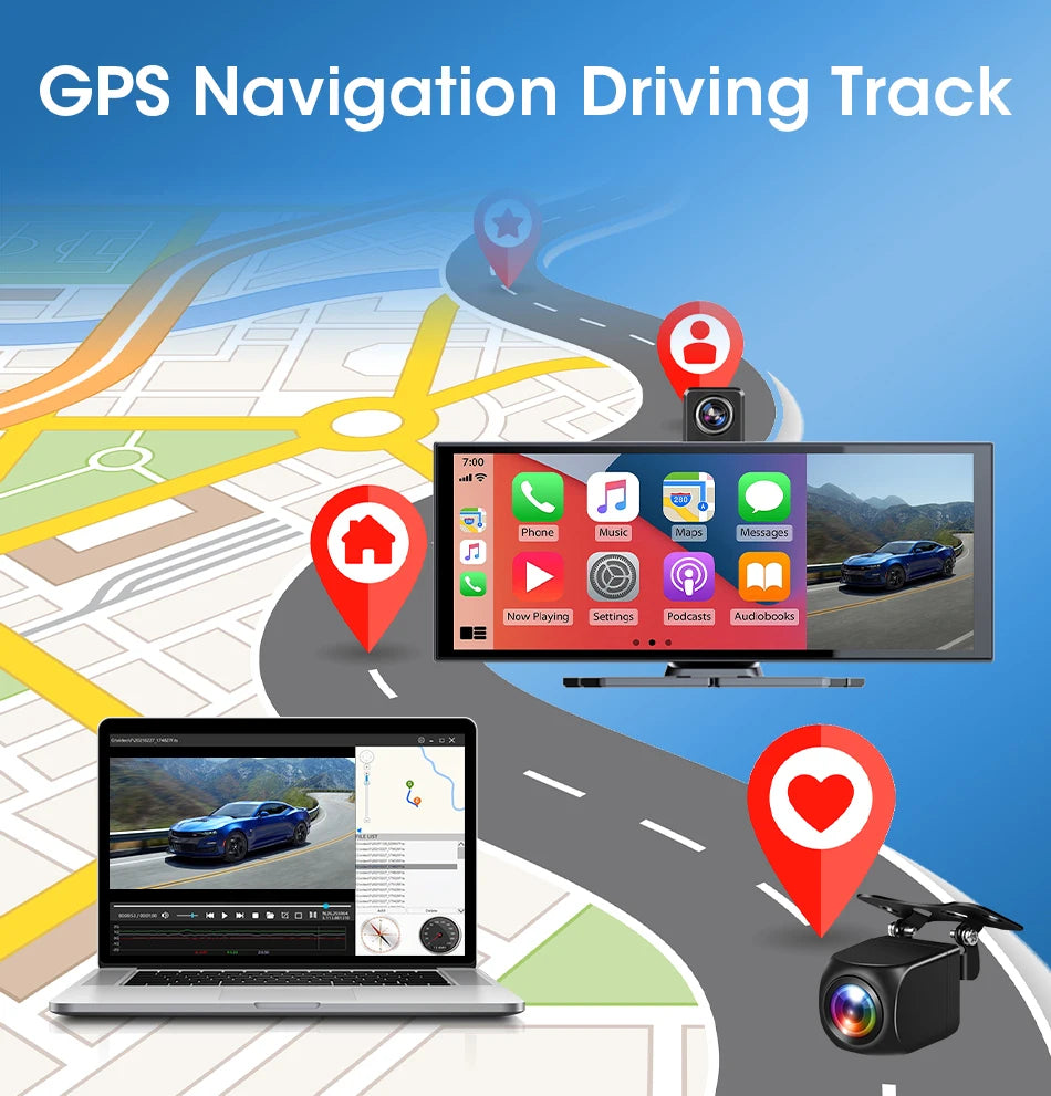 4K Dash Cam — Wireless CarPlay, Dual Lens