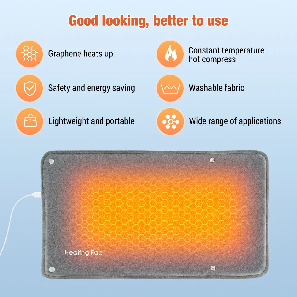 3 Levels Electric Graphene Heating Pad Cold-Proof Uterine Belt Cold-Proof Hand Waist Warming Pad USB Recharging Abdominal Warmer
