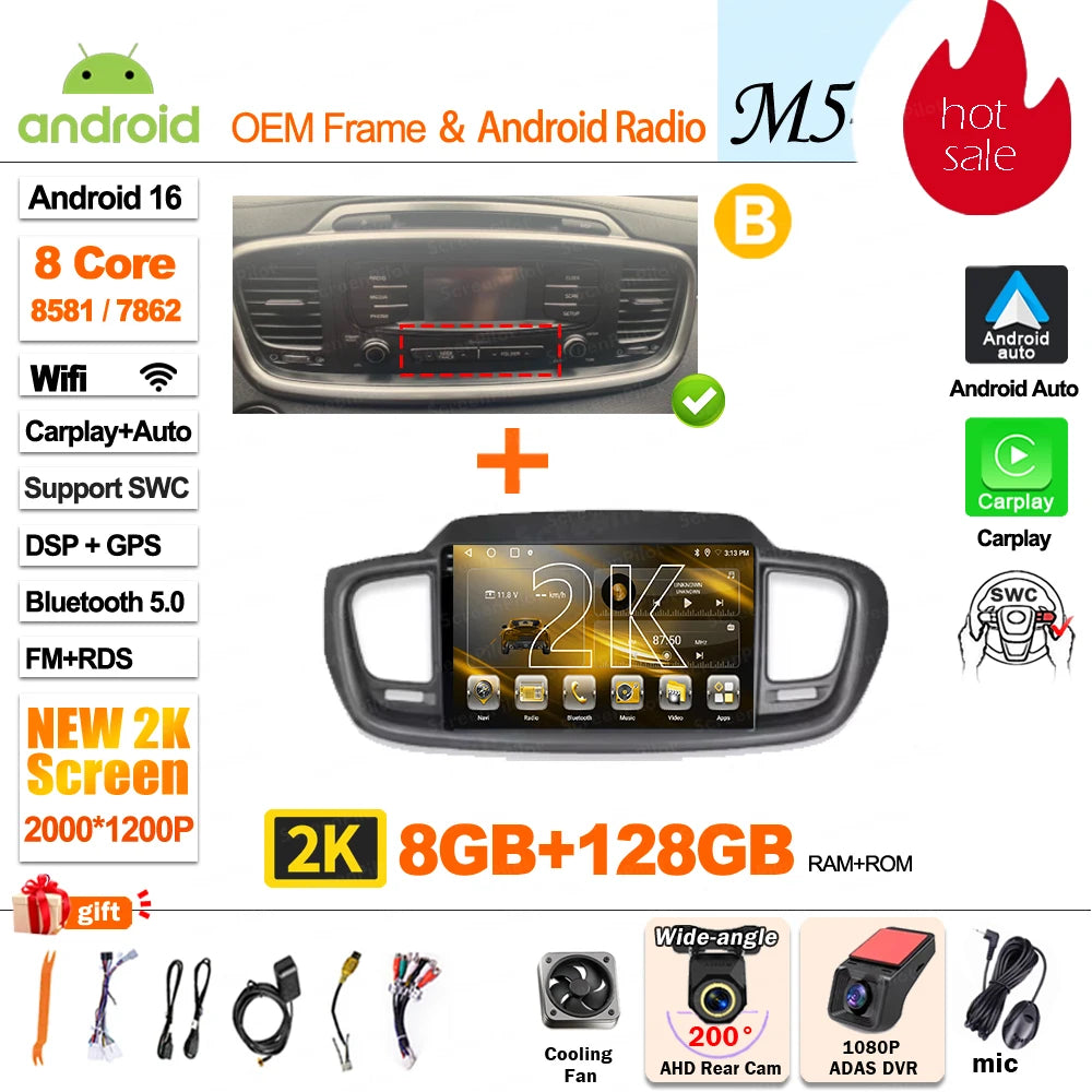 Android 16 Car Radio — Compatible with Kia Sorento | DSP | GPS