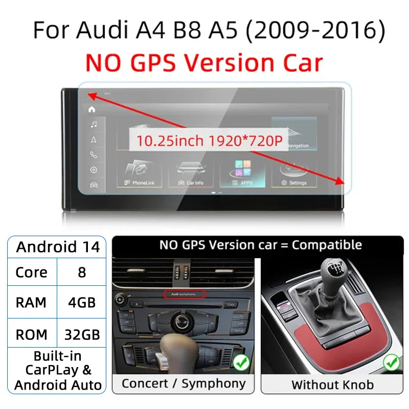 Audi A4 B8/A5 — Android 14, Wireless CarPlay
