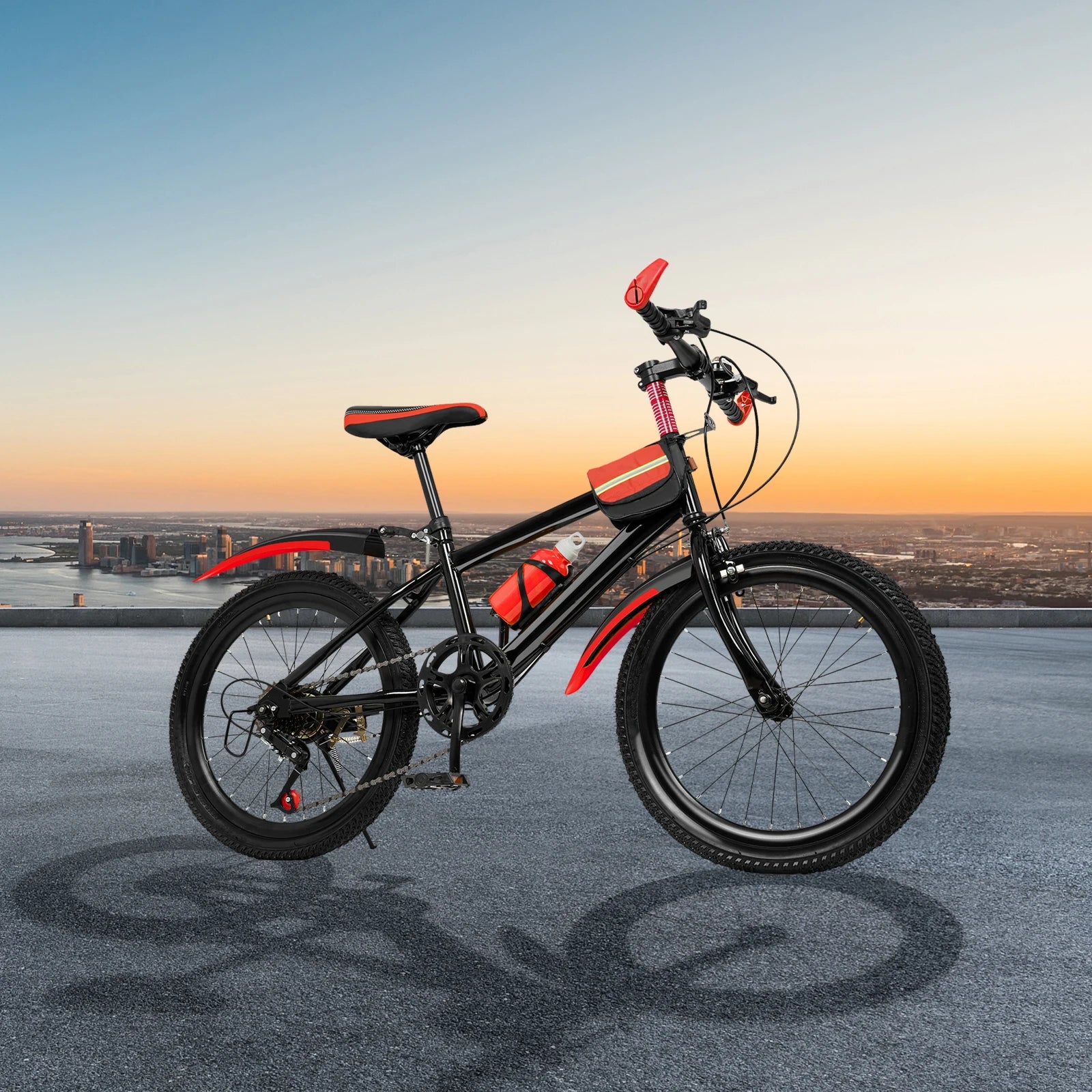 20" Kids Mountain Bike for Boys & Girls Ages 5-12, 7-Speed Transmission, Sturdy Carbon Steel Frame, Adjustable Seat