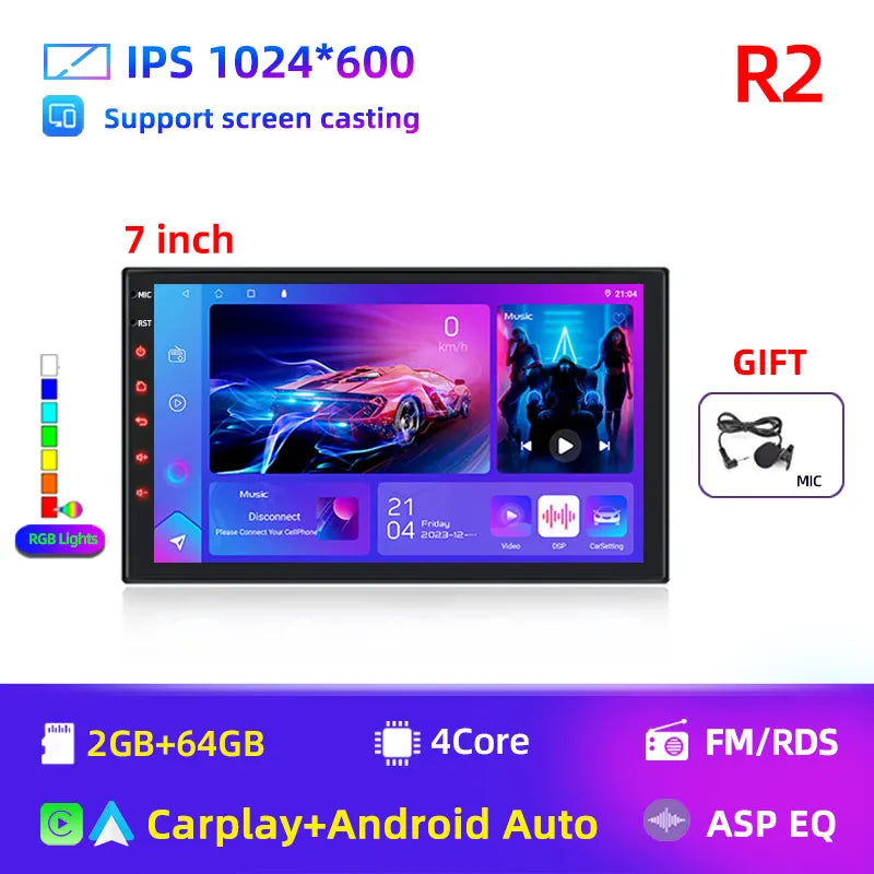 2 Din Android Radio — CarPlay, GPS, 4G