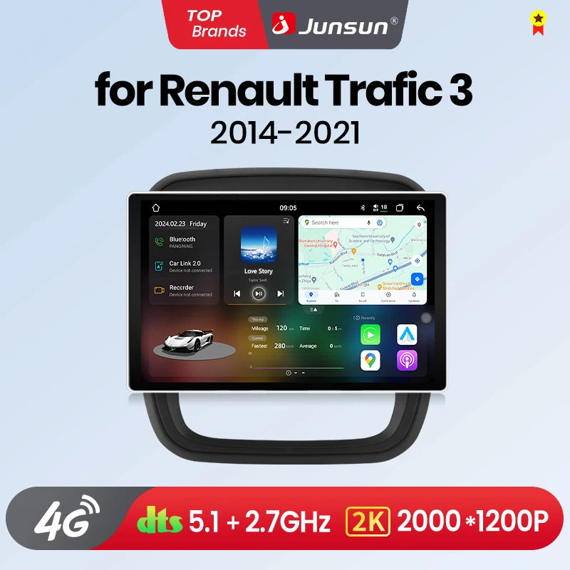 Junsun Renault Trafic — 2K, Wireless CarPlay