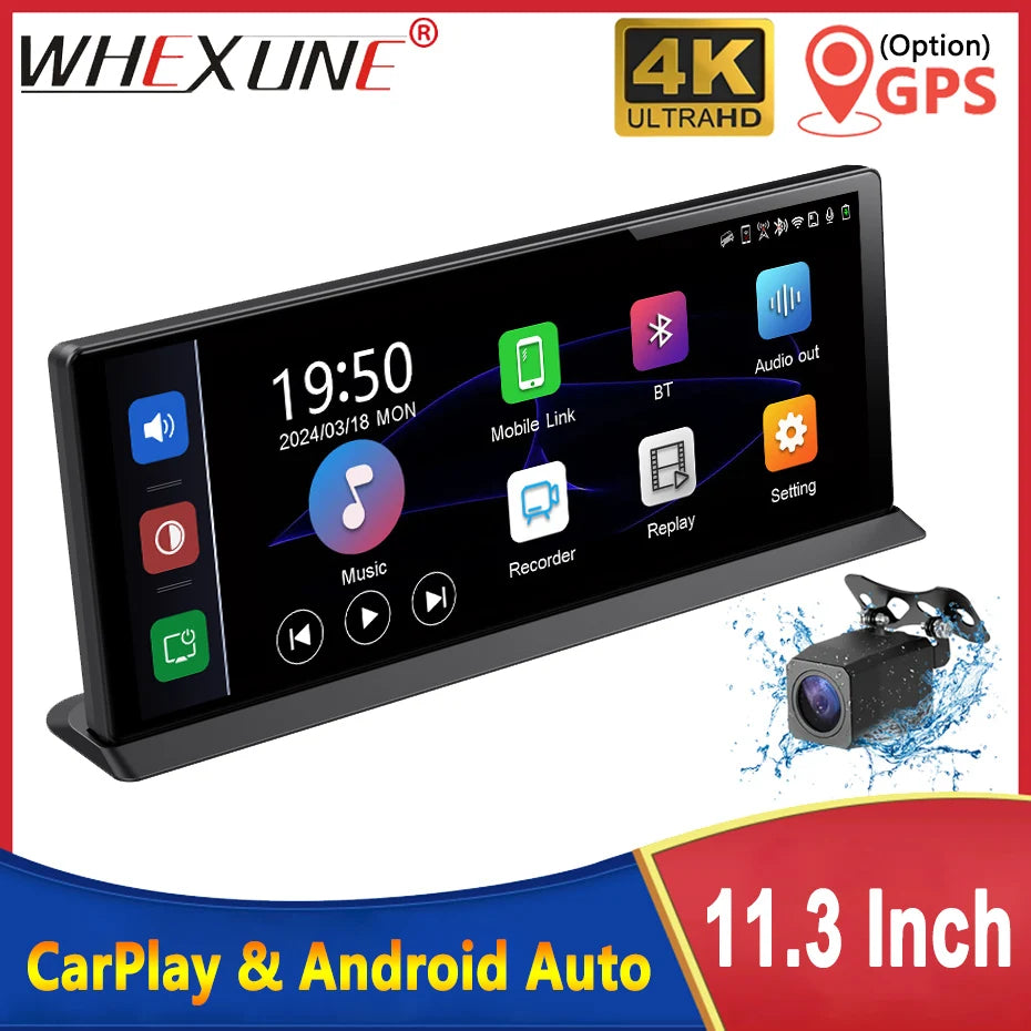 11.3" 4K Dashcam — CarPlay, Voice Control