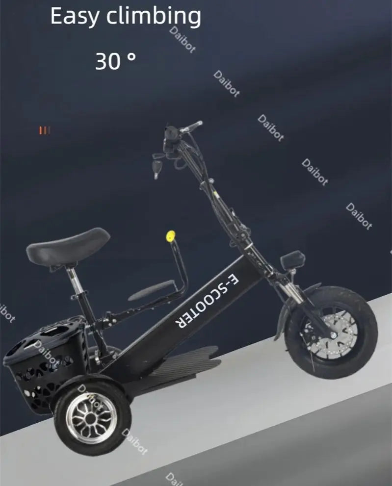 Foldable Mini Electric Tricycle For Woman with toddler seat 500W 36V lightweight Three Wheels Electric Scooter For Adults Basket