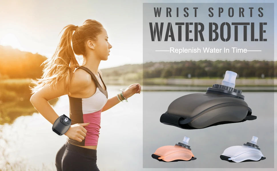 1PCS Wrist Water Bottle, Wearable HandsFree Silicone 200 ml Running Water Bottle,  Portable Cycling Marathon Rock Climbing Sport