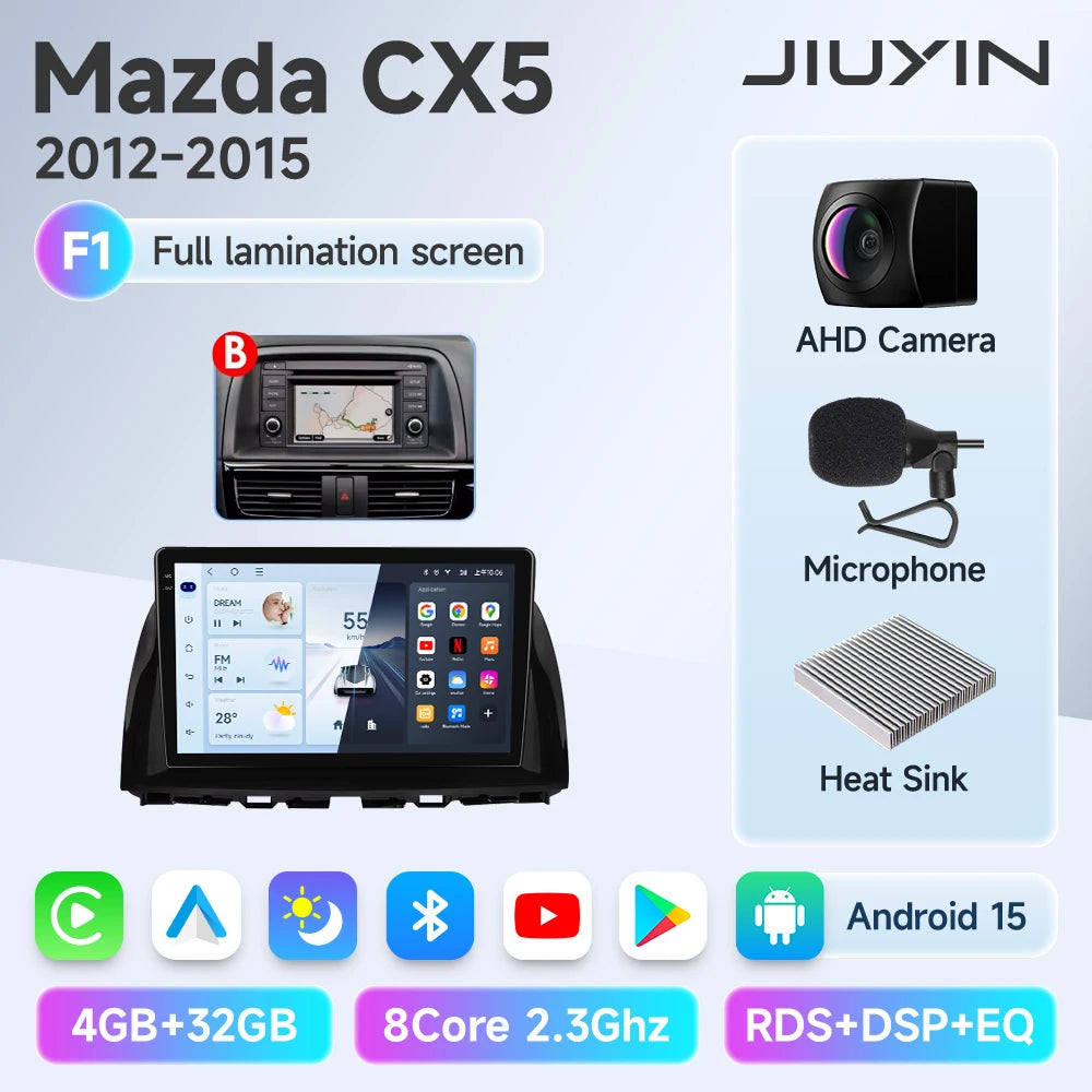 Android 15 Car Radio — Compatible with Mazda CX-5 | 2K QLED | AI Voice