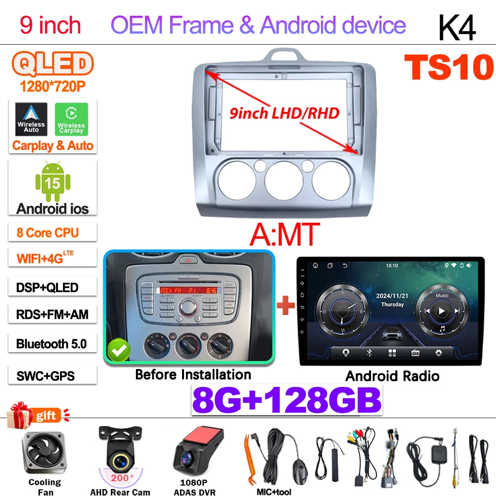 Ford Focus Android 15 — Wireless CarPlay, WiFi