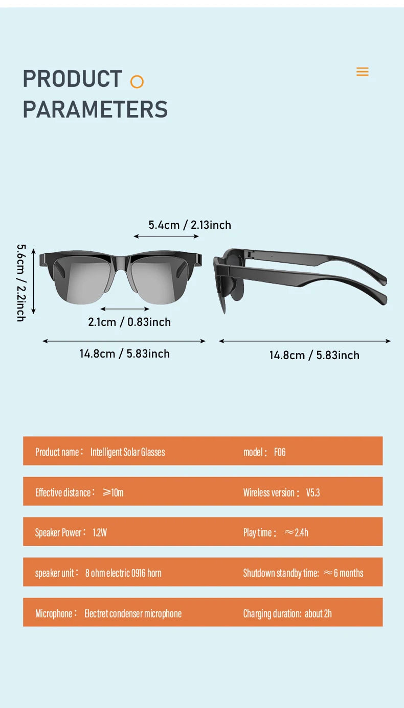Smart Bluetooth Sunglasses — HiFi Audio, UV Protection