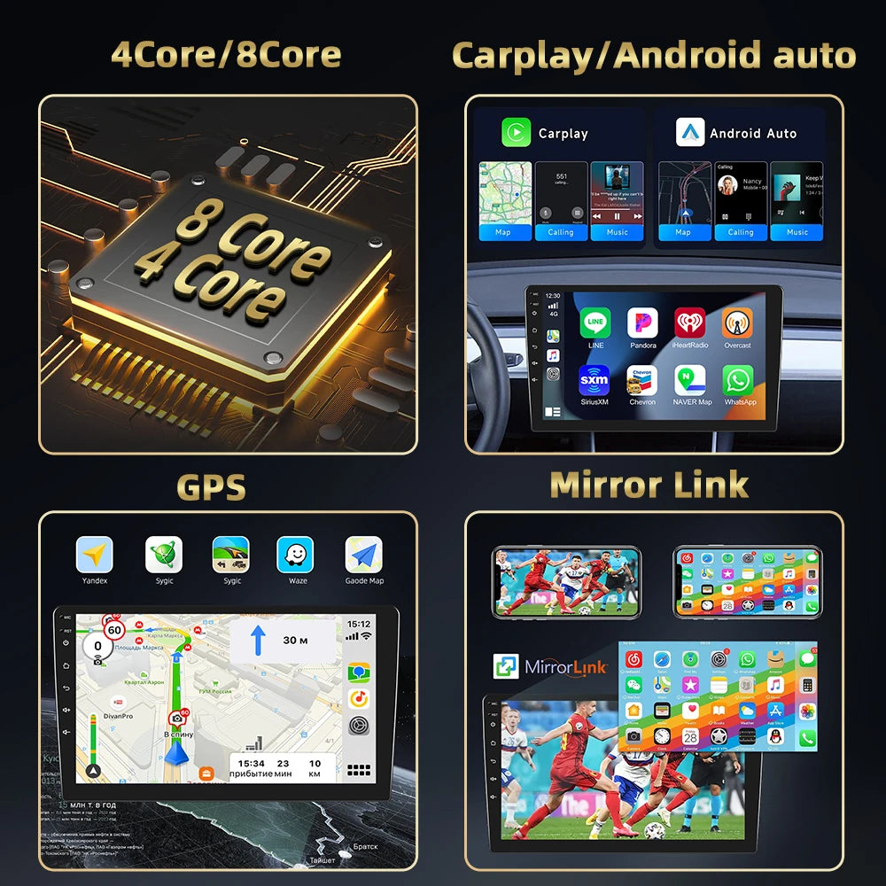 Podofo Hyundai Santa Fe — 8+128G, CarPlay, 4G