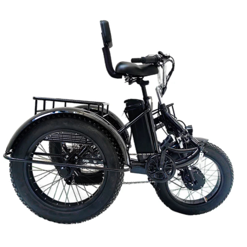 3 Wheel 20 Inch Folding Electric Tricycle Adults Cargo Fat Tire 500w 48v Fatbike Electric Bicycle For Men Removable Battery