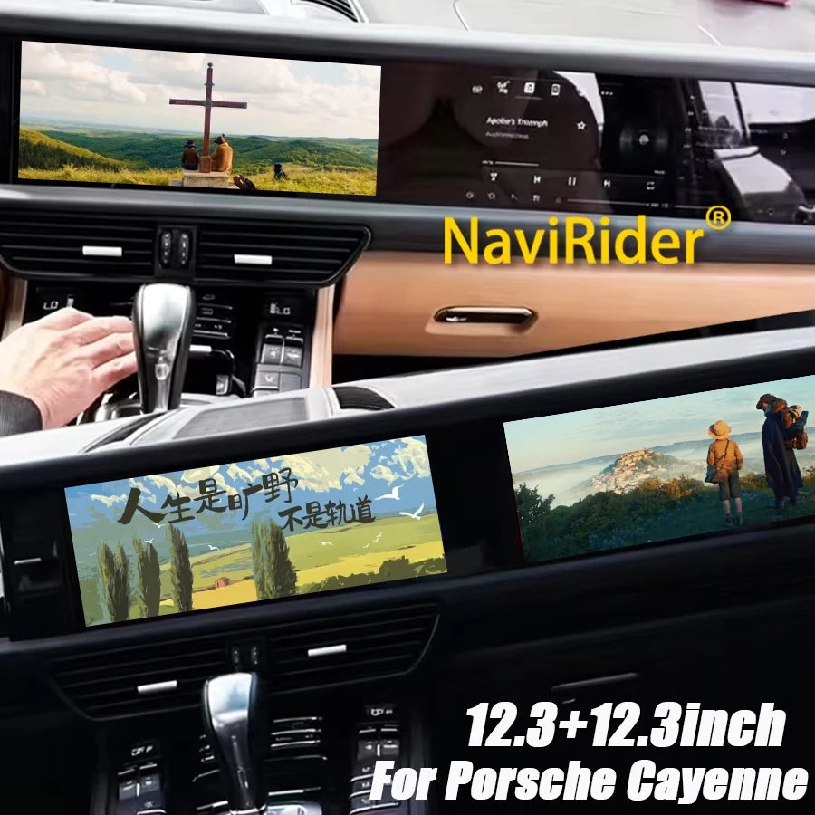 Yes 24.6" Dual Screen 256GB Android 15 For Porsche Cayenne 2010-2017 Carplay Radio Android Auto Stereo Multimedia Video Player