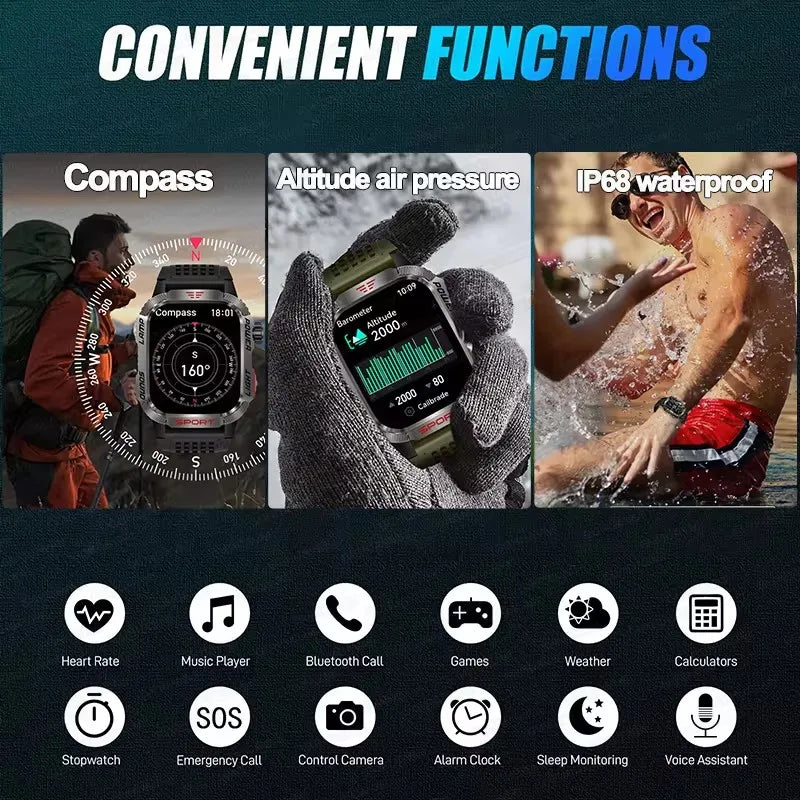 GUHUAVMI Outdoor Watch — AMOLED, GPS, Bluetooth