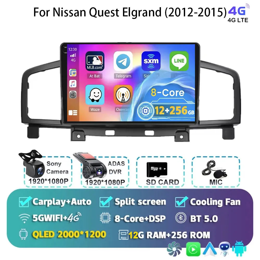 Android 15 Car Radio — Compatible with Nissan Quest | QLED | 5G WiFi