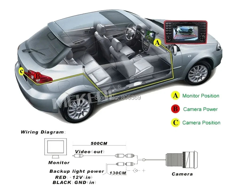 Universal Rear Camera — 1080P, Night Vision, Waterproof