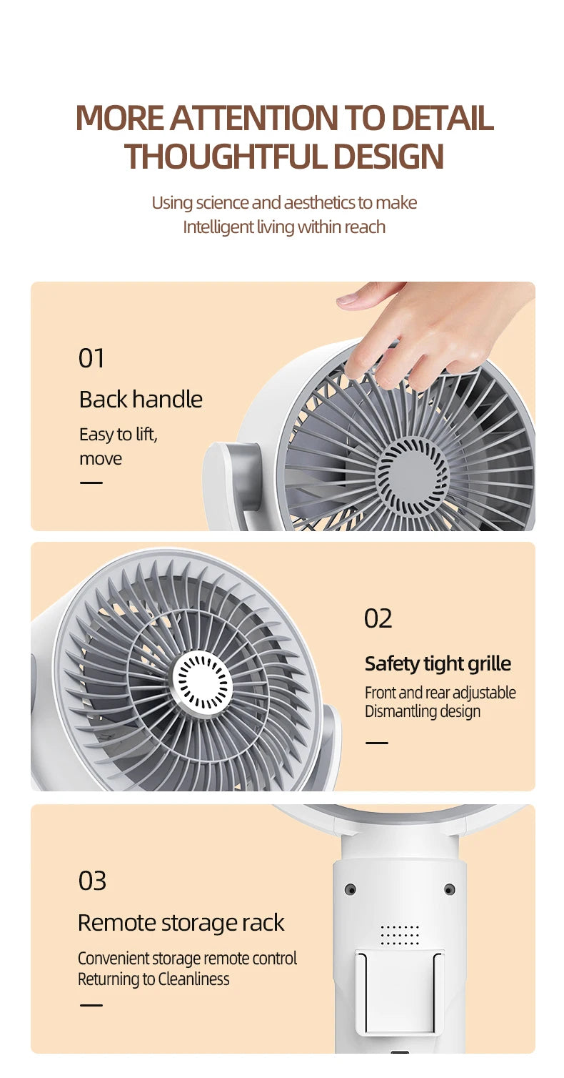 Oscillating Air Fan — 5-Speed, Cordless, Adjustable