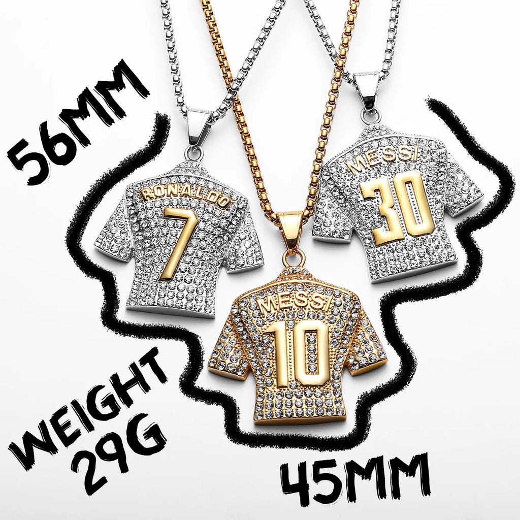 Football Jersey Messi Cristiano Ronaldo Neymar Mbappé Harland Men Necklaces Stainless Steel Pendant Chain Fashion Jewelry Gifts