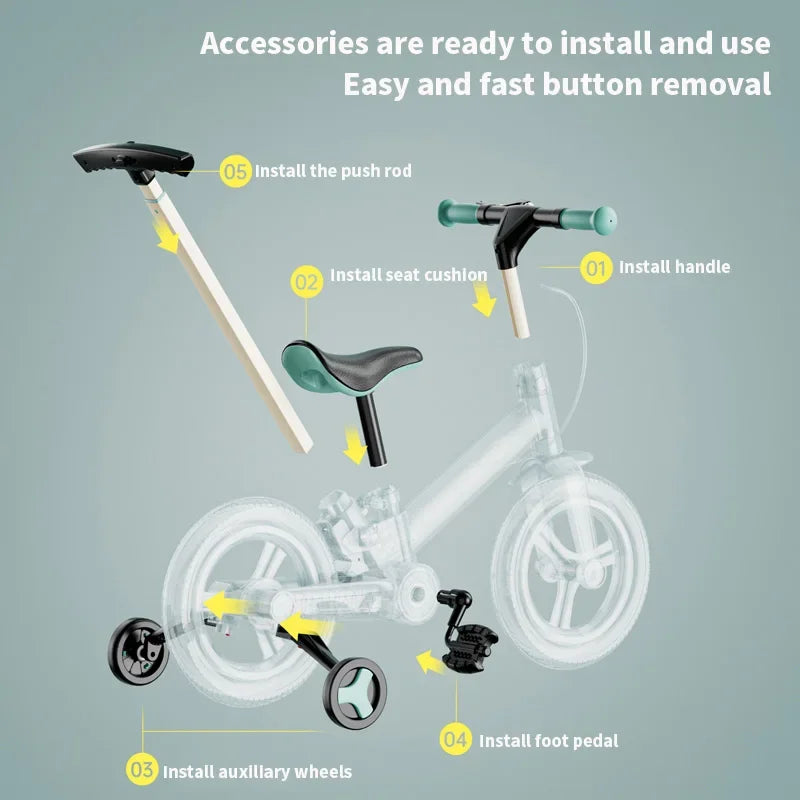 4-in-1 Balance Bike — Folding, Kids Pedal Bike