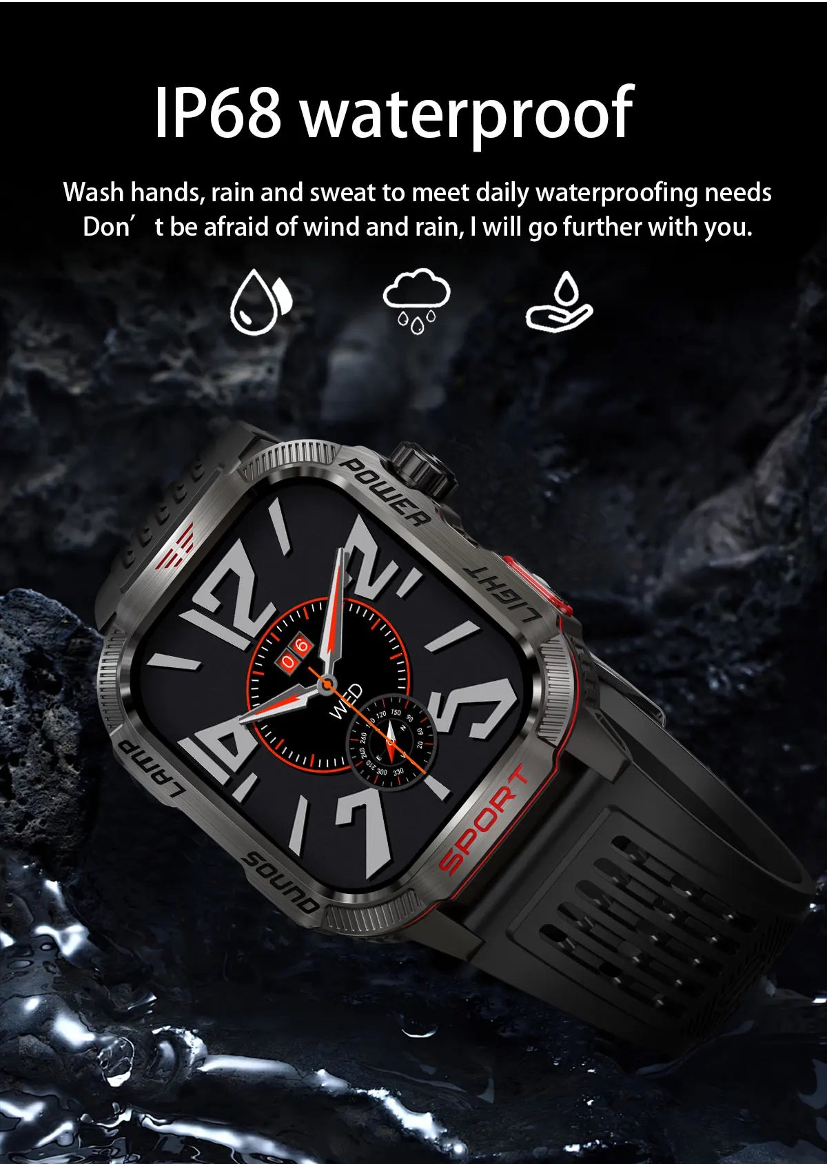 GUHUAVMI Outdoor Watch — AMOLED, GPS, Bluetooth