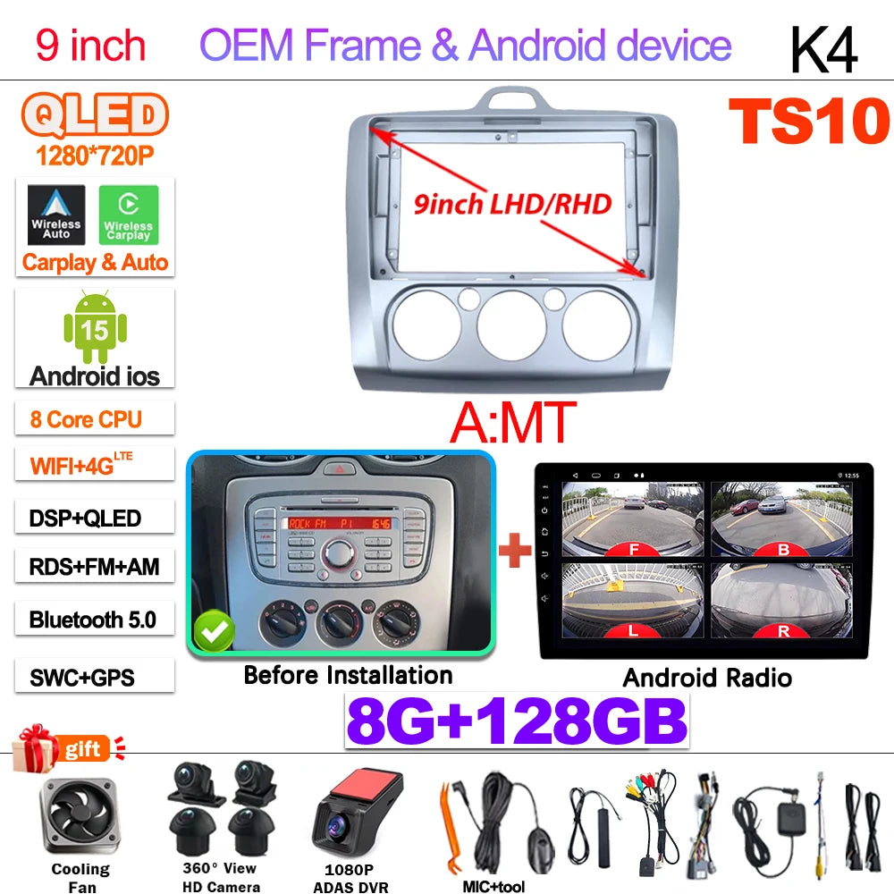 Ford Focus Android 15 — Wireless CarPlay, WiFi