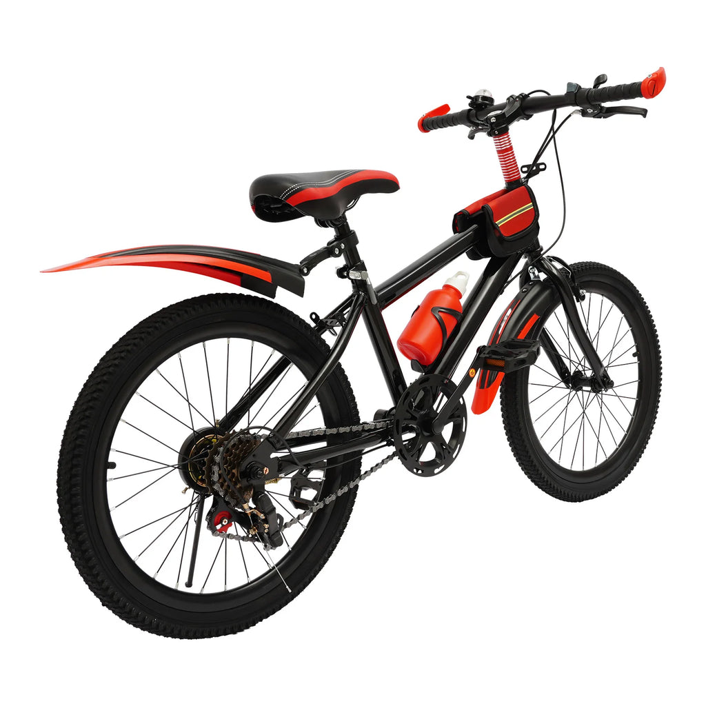 20" Kids Mountain Bike for Boys & Girls Ages 5-12, 7-Speed Transmission, Sturdy Carbon Steel Frame, Adjustable Seat
