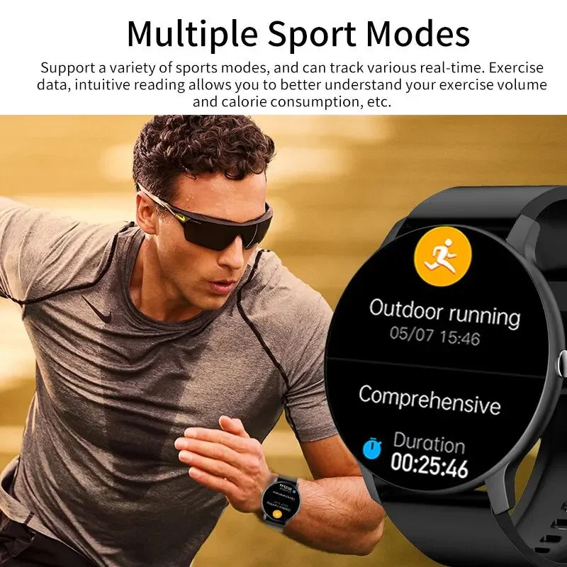 LIGE Montre intelligente Hommes Femmes Écran tactile complet Sport Fitness Montre Homme IP67 Étanche Bluetooth Pour Android IOS Smartwatch Hommes