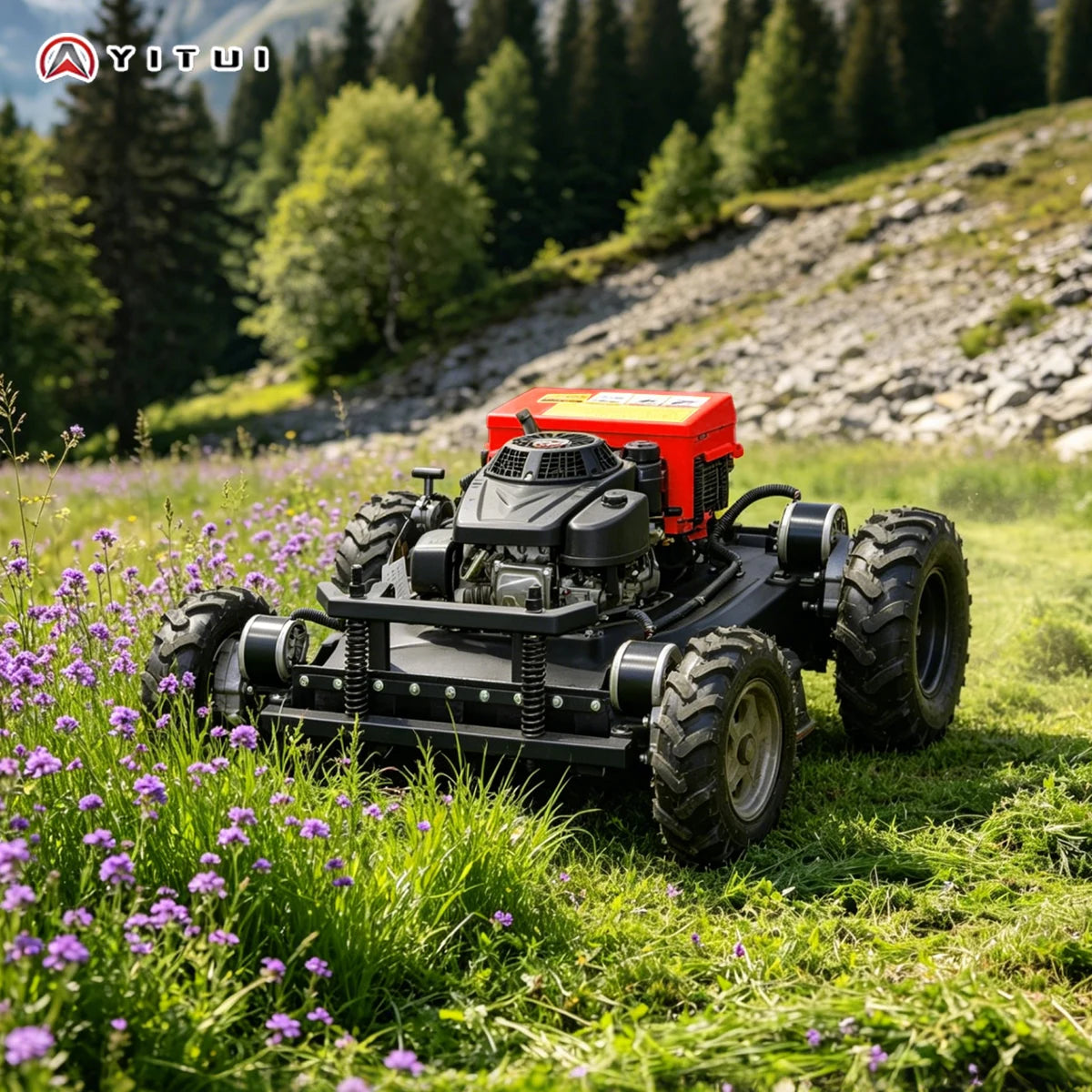 Wireless Remote Control Crawler Lawn Mower For Sloped Garden Farm Grass Cutting High Power Low Vibration Customizec