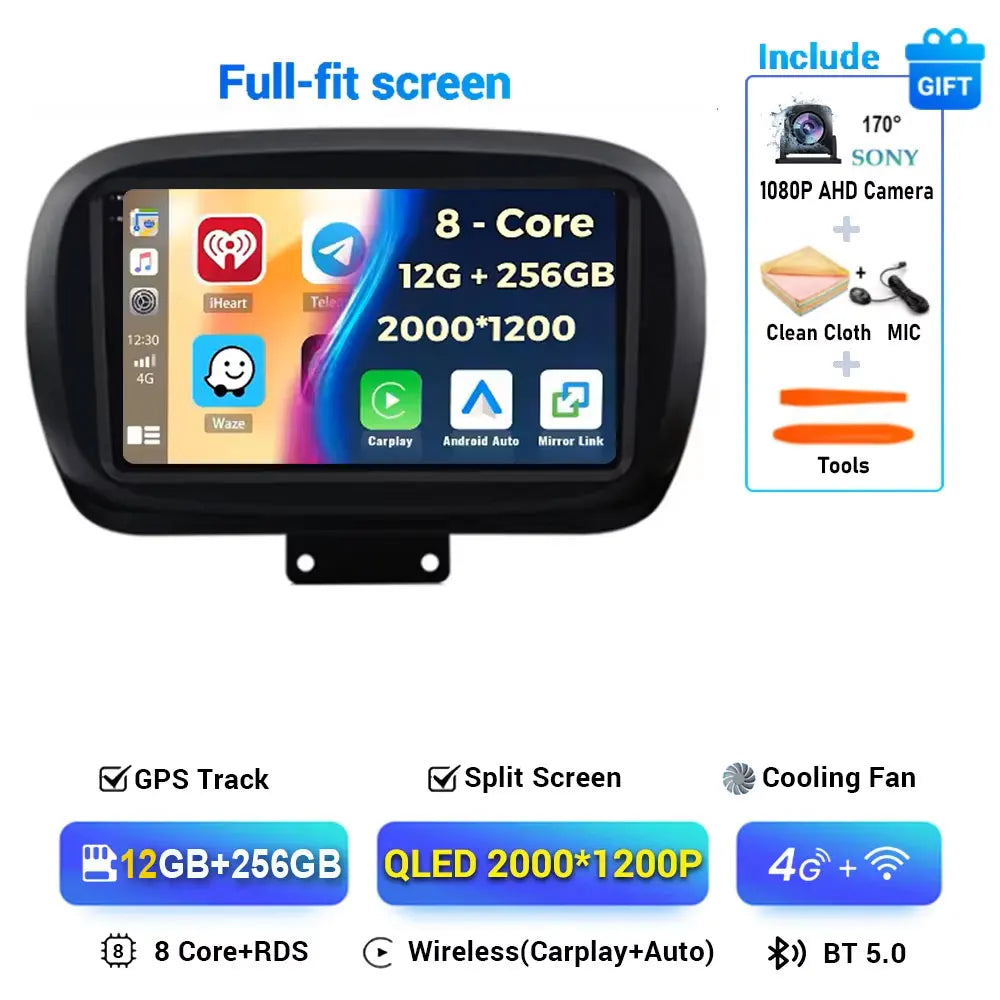 Android 15 Car Radio — Compatible with Fiat 500X | 2K QLED | AI Voice