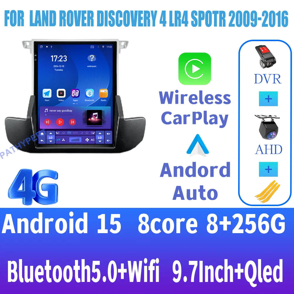 Autoradio Android 15 — Land Rover Discovery 4 LR4 2009-2016, CarPlay, GPS, Wi-Fi 4G