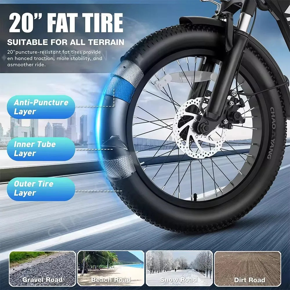 Foldable Parent E-Bike — 1000W, Removable Battery