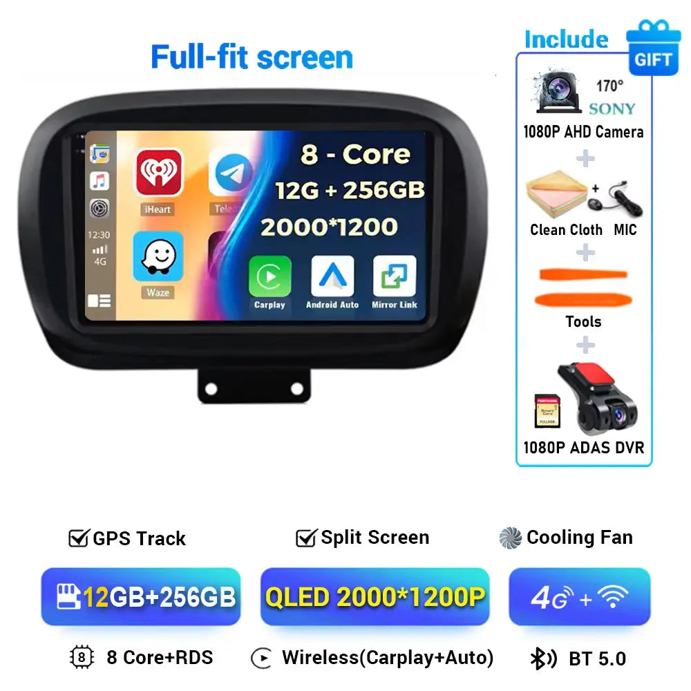 Android 15 Car Radio — Compatible with Fiat 500X | 2K QLED | AI Voice