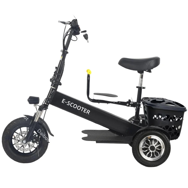 Foldable Mini Electric Tricycle For Woman with toddler seat 500W 36V lightweight Three Wheels Electric Scooter For Adults Basket