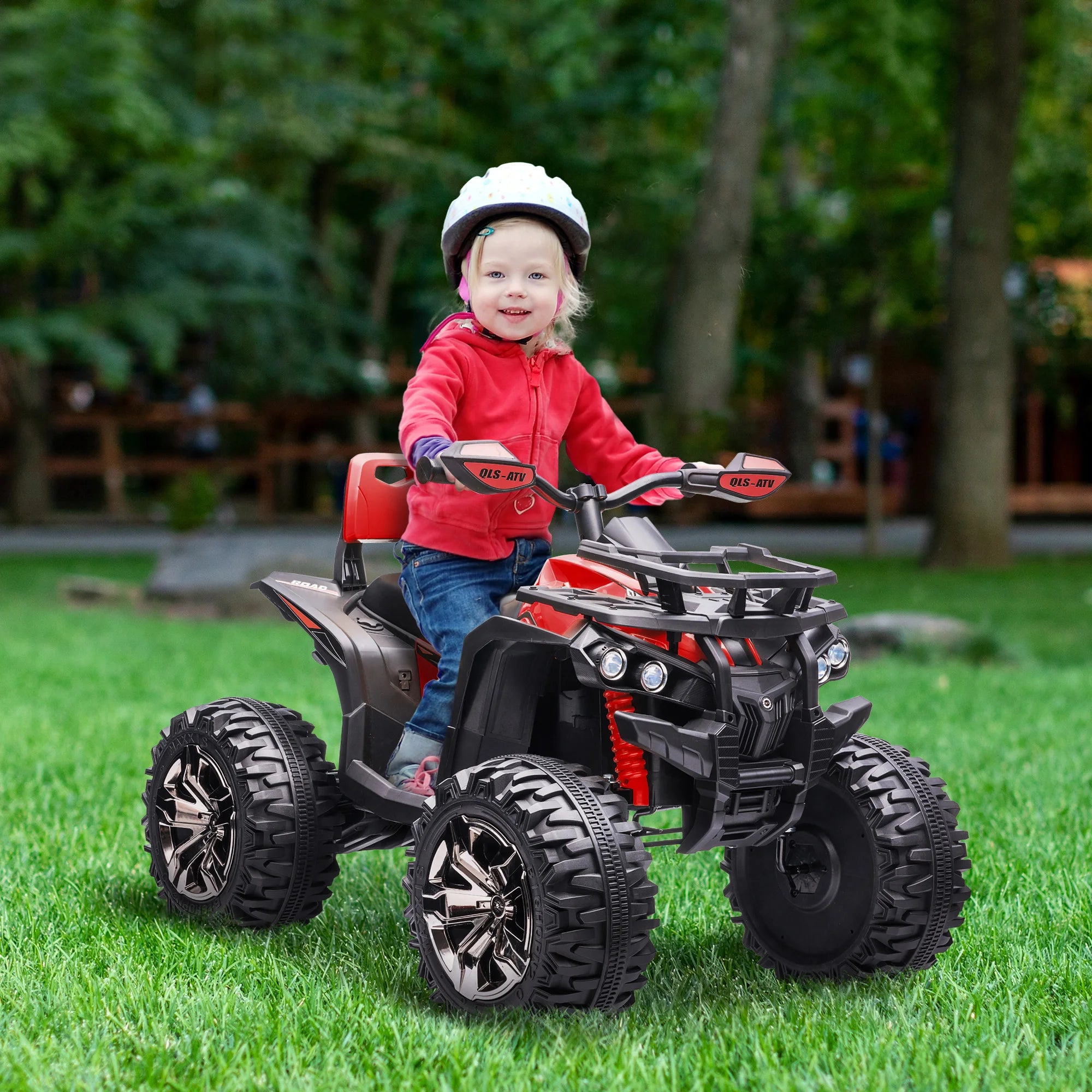 HOMCOM 12V Quad Bike ATV with LED Lights, Music, for Kids