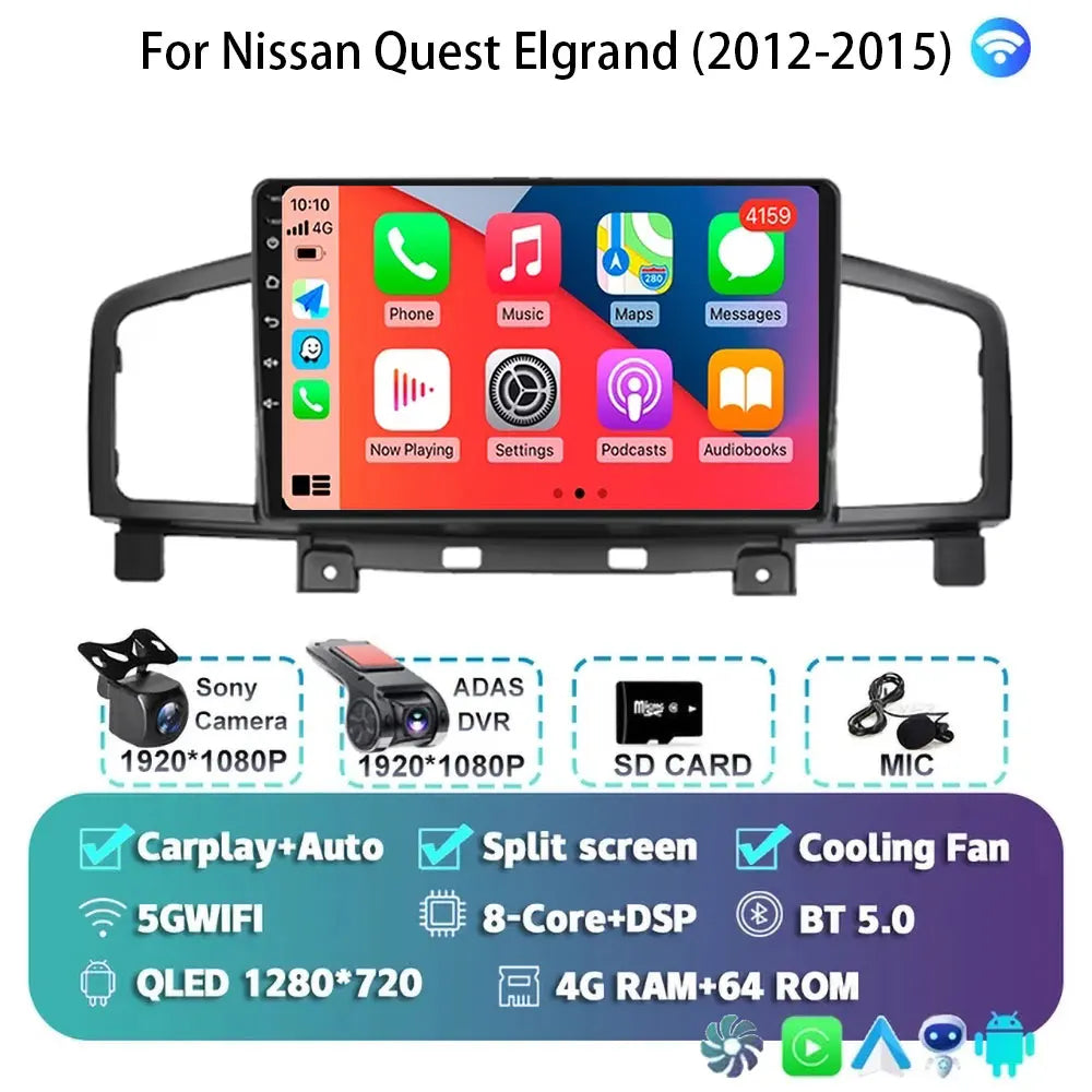 Android 15 Car Radio — Compatible with Nissan Quest | QLED | 5G WiFi