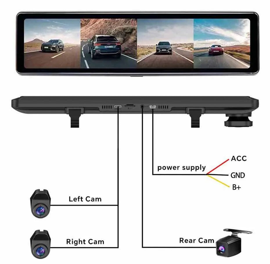 11.26" 4K Dash Cam — BSD, ADAS, Night Vision