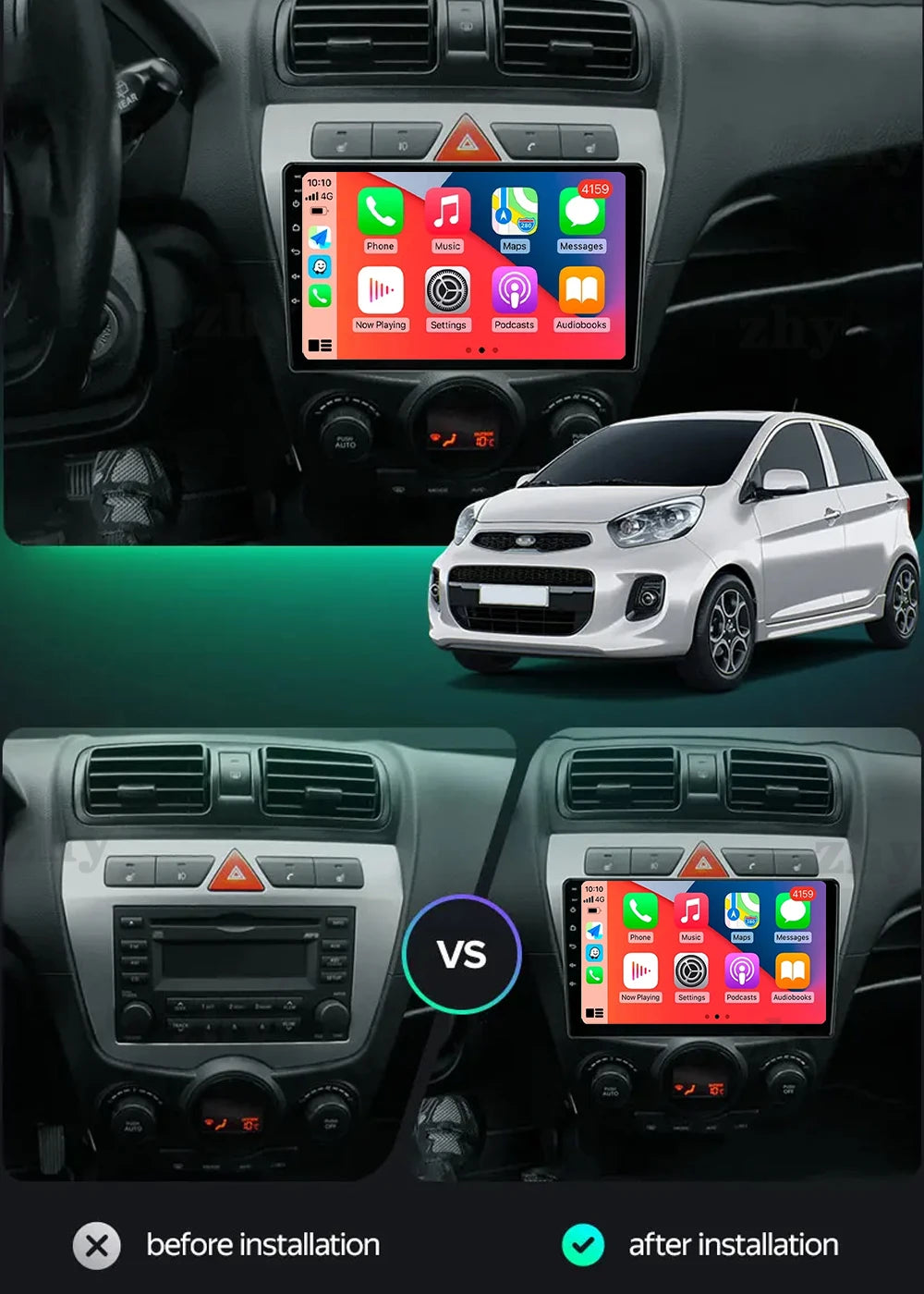 Kia Picanto Android 15 — 2K QLED, CarPlay, 4G
