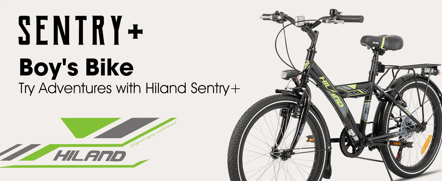HILAND 20/24 Inch Kids Bike with Rear Rack, 6-Speed Gears Kids Bike with Hand Brakes, Children's Bicycle with Kickstand