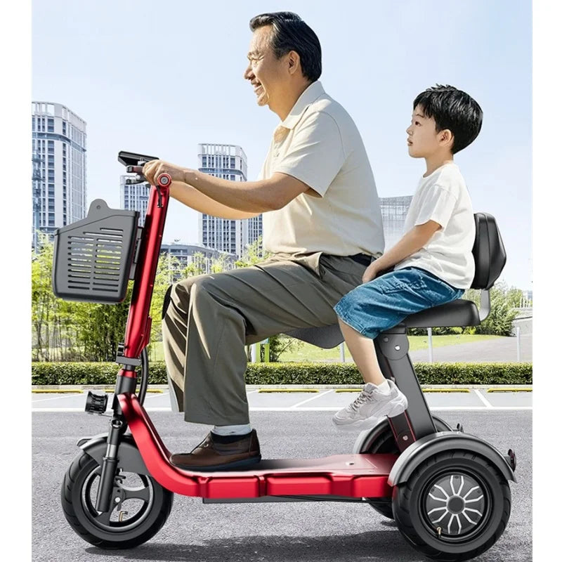 Family 3 Wheel Foldable Mobility Scooter For Seniors Anti-Theft Alarm 2 Seat Long Range 1000W Small Electric Tricycle Folding