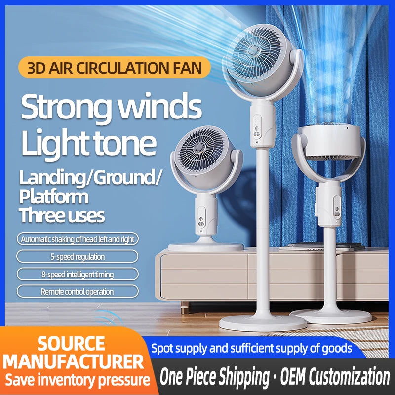 Oscillating Air Fan — 5-Speed, Cordless, Adjustable