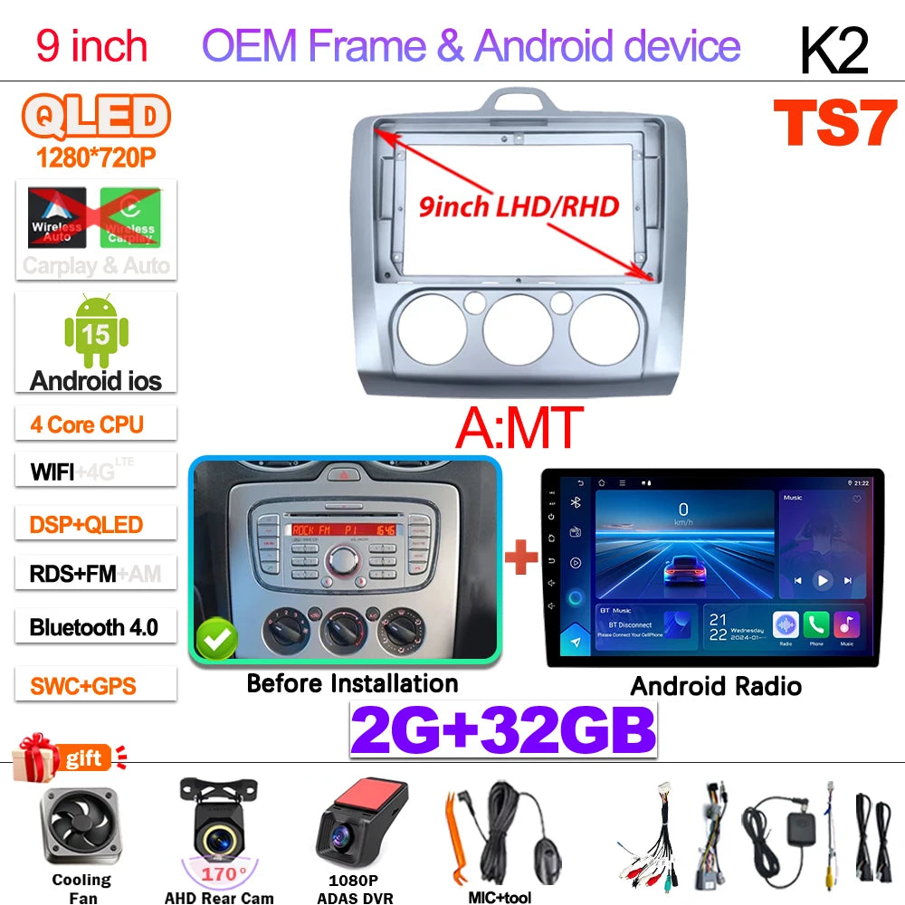 Ford Focus Android 15 — Wireless CarPlay, WiFi