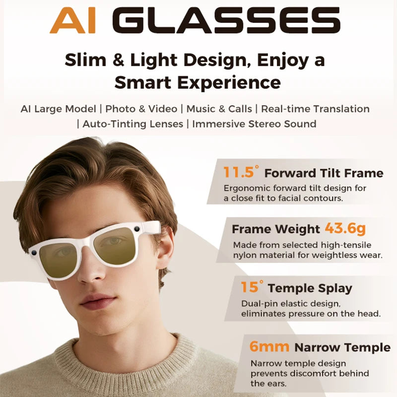 2026 AI Glasses — 4K Camera, ChatGPT, 32GB