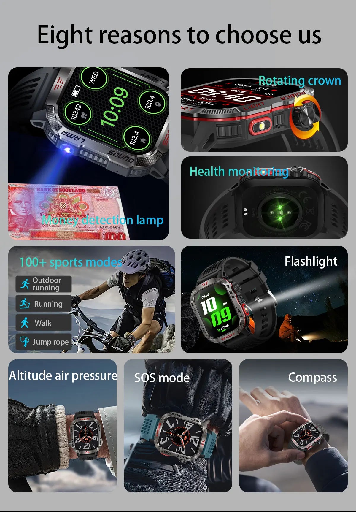 GUHUAVMI Outdoor Watch — AMOLED, GPS, Bluetooth