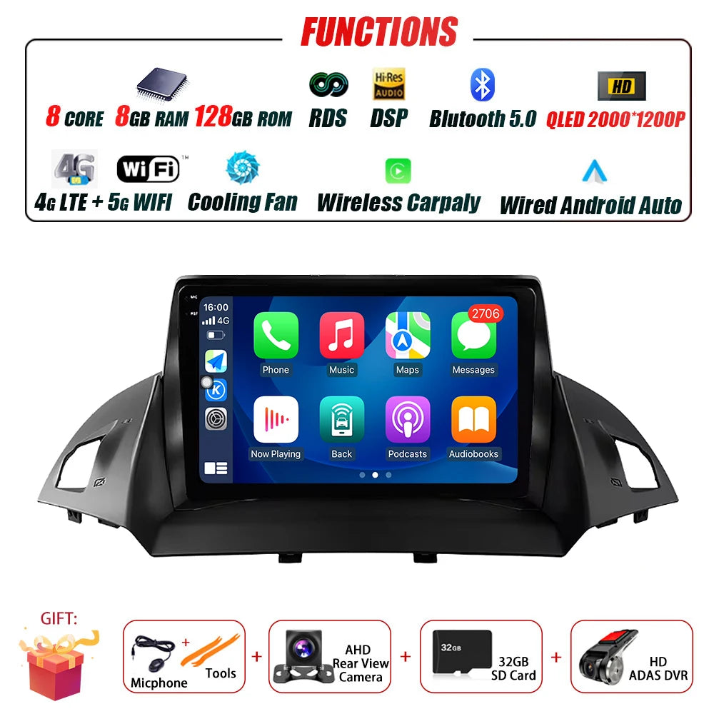 Ford C-MAX/Kuga — Android 16, GPS, CarPlay