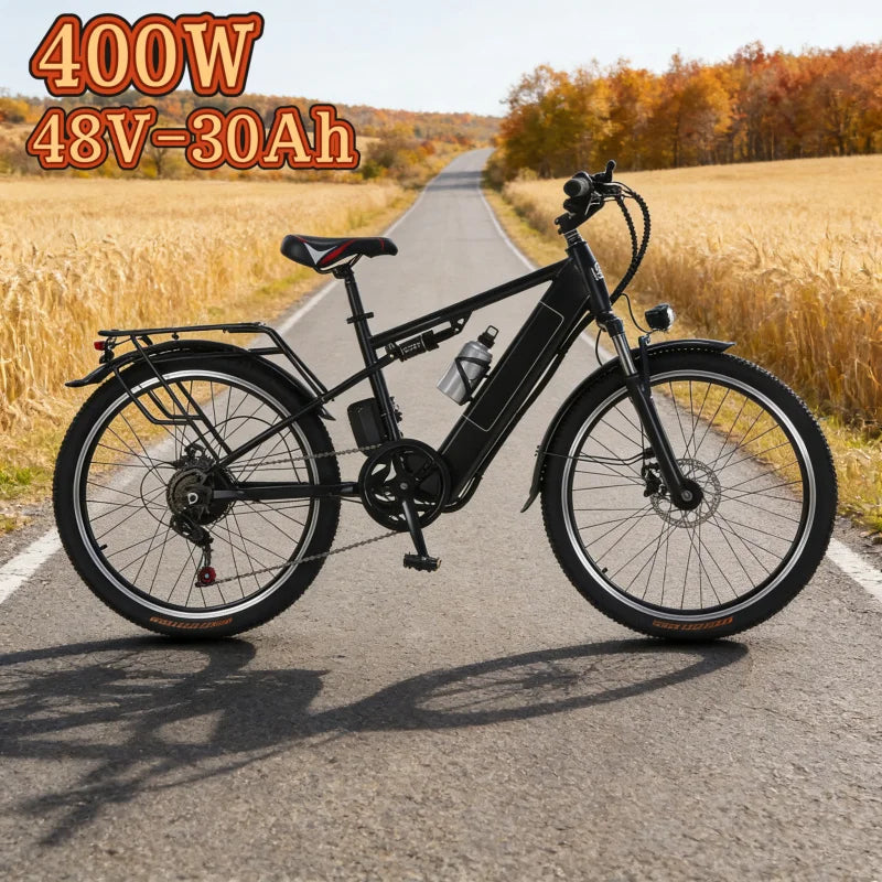 26" Electric Bike — 400W Motor, 48V Battery