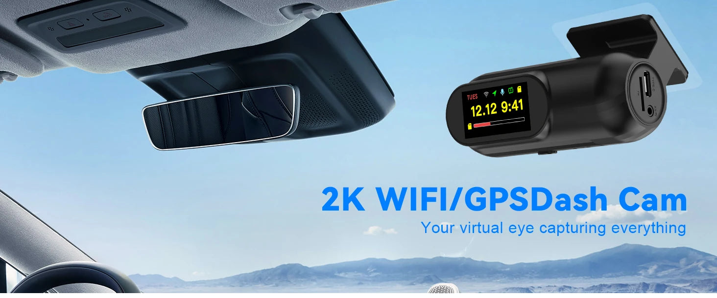 Kocam 2K Dash Cam — WiFi, GPS, Night Vision