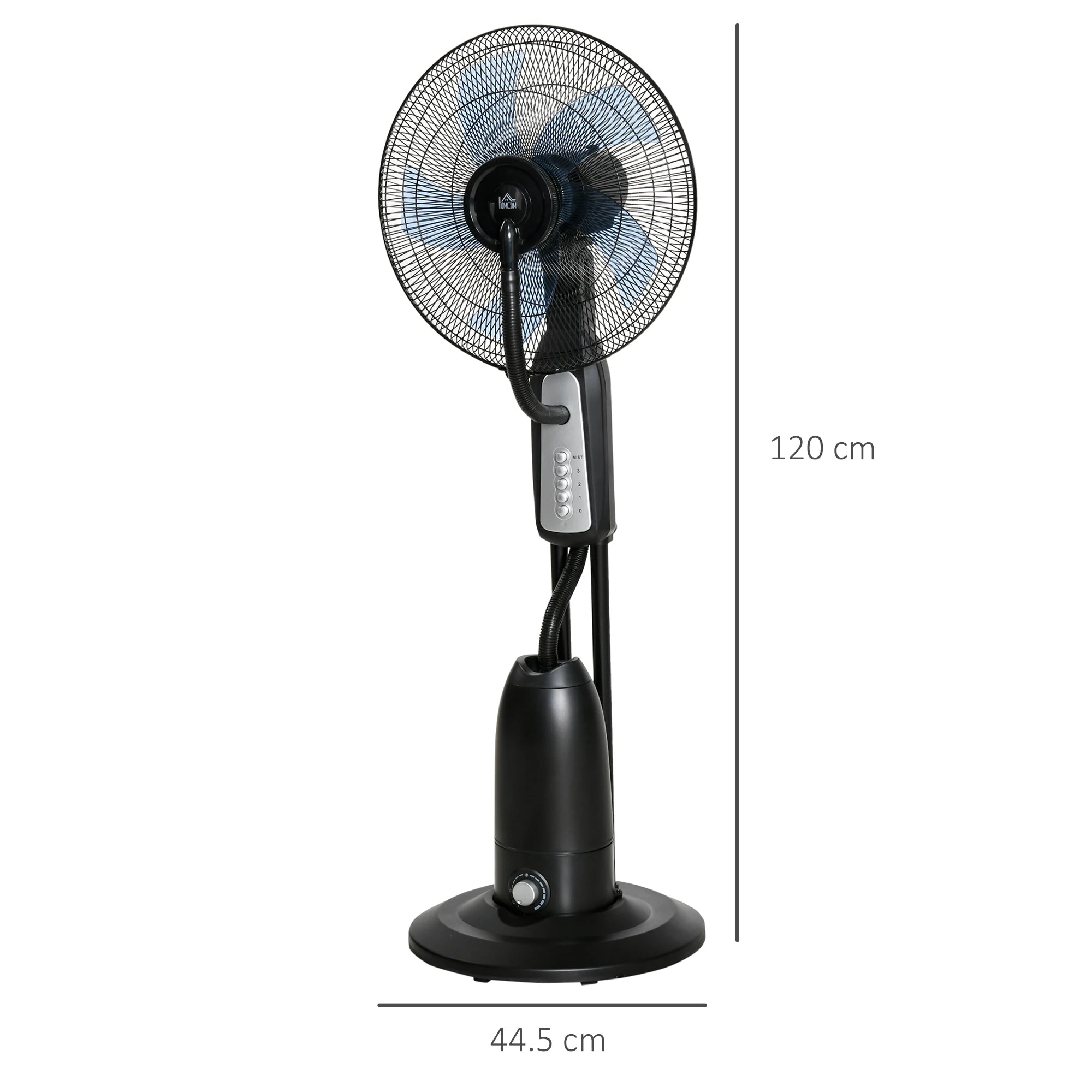 HOMCOM 18" Pedestal Fan with Water Mist Spray Standing Fan, 2.8L Tank Black