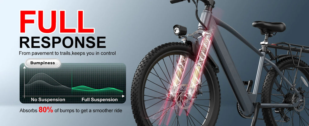 Adult electric bike with a 500W motor, 26x1.95 anti-slip tyres, a 36V 10.4Ah removable battery, a 7-speed gear system, and unisex pedal-assisted electric bike