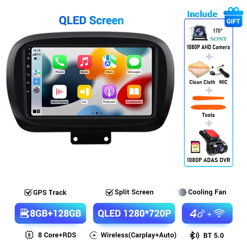 Android 15 Car Radio — Compatible with Fiat 500X | 2K QLED | AI Voice